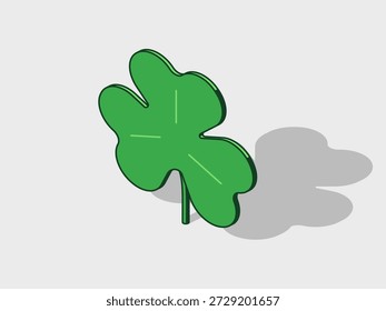 Trébol de tres hojas trébol Ilustración vectorial isométrica con sombra