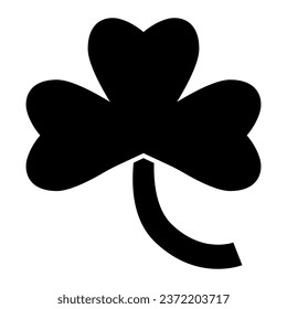 Three leaf clover solid icon. Irish shamrock plant leaf glyph style pictogram on white background. Floral Saint Patrick day signs for mobile concept and web design. Vector graphics