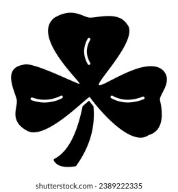 Three leaf clover solid icon. Shamrock vector illustration isolated on white. Plant glyph style design, designed for web and app. Eps 10