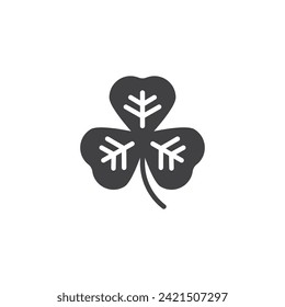 Three leaf clover vector icon. filled flat sign for mobile concept and web design. Shamrock flower glyph icon. Symbol, logo illustration. Vector graphics