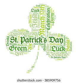 Three Leaf Clover Word Cloud for March 17, St. Patrick's Day