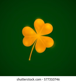 Three leaf golden clover. St. Patrick's day symbol. Vector illustration, eps 10.