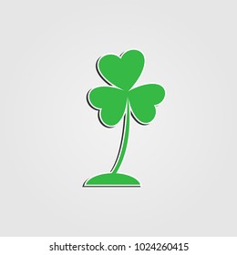 Three leaf heart clover icon,Bright green shamrock,isolated on white.vector illustrations