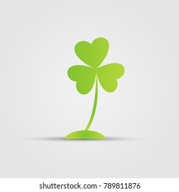 Three leaf Irish clover icon. Bright green shamrock, isolated on white.vector illustrations