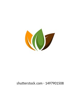 three leaf logo design. green leaf eco logo template - vector