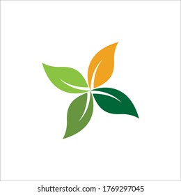 three leaf logo design. green leaf eco logo template - vector