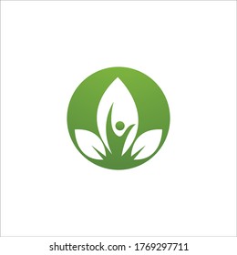 three leaf logo design. green leaf eco logo template - vector