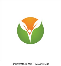 three leaf logo design. green leaf eco logo template - vector