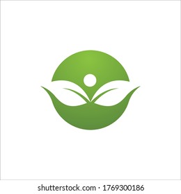 three leaf logo design. green leaf eco logo template - vector