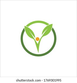 three leaf logo design. green leaf eco logo template - vector