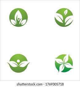 three leaf logo design. green leaf eco logo template - vector