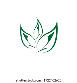 Three leaf logo icon vector. Design crown color green on white background. Design for illustration, identity, web, symbol, card, template. Set 9