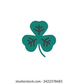 Three leaf shamrock flat icon, vector sign, colorful pictogram isolated on white. Symbol, logo illustration. Flat style design
