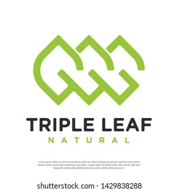 three leaf vector logo that is formed in an abstract manner