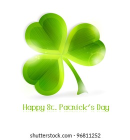 Three leafed shamrock isolated on white, vector illustration. Great for any Irish connected themes as the upcoming St. Patrick's day. EPS10