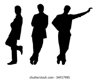 three leaning men silhouettes