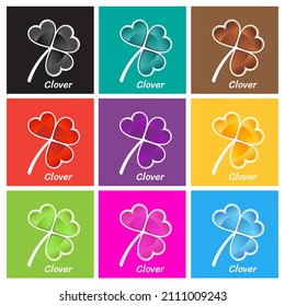 Three leaves Clover logo on background. Luck symbol. Abstract vector illustration.