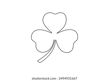 Three leaves clover in one continuous line drawing vector illustration