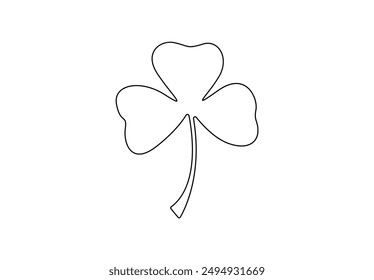 Three leaves clover in one continuous line drawing vector illustration