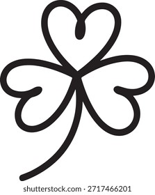 Three leaves clover in one continuous line drawing vector illustration. one line Art icon drawing
