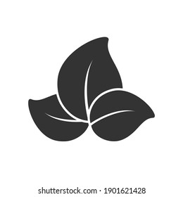 Three leaves company logo web icon clip art. Simple flat modern minimal vector graphic design. Sign symbol or badge for nature, organic eco friendly products, sticker print vegetarian etc.