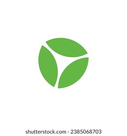 Tres hojas, símbolo geométrico fresco vector logotipo simple
