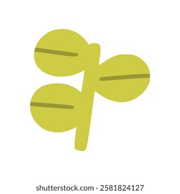 Three leaves doodle, illustration, simple, minimalist, hand-drawn, playful, clean, cute, aesthetic and friendly