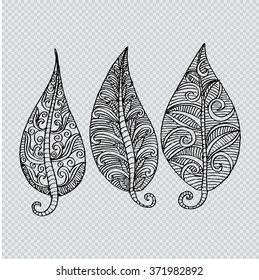 Three leaves. Doodle style.
