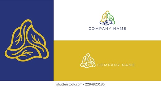 three leaves forming a triangle. Simple and uniue logo design