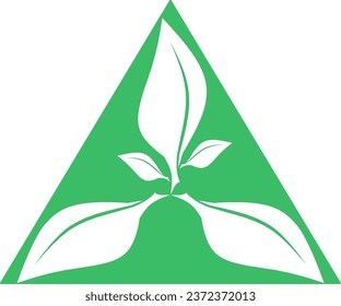 Three leaves icon, three leaves in a green triangle frame