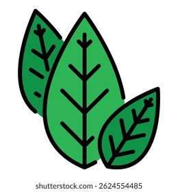 Three leaves icon. Outline three leaves vector icon color flat isolated