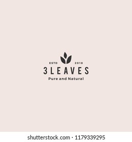 three leaves leaf logo retro vintage hipster vector icon design inspiration