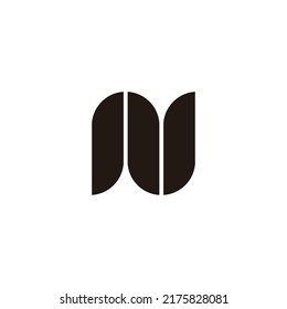 Three leaves letter N geometric symbol simple logo vector