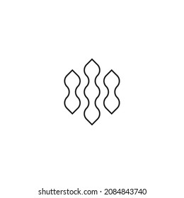 three leaves, lines, hexagons simple symbol logo vector
