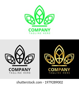 Monograma con logotipo de tres hojas. Diseño vectorial elegante y de lujo