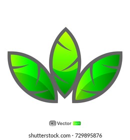 three leaves logo template