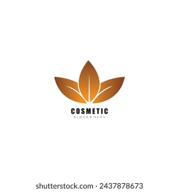 plantilla de logotipo de tres hojas diseño cosmético natural ilustración vectorial