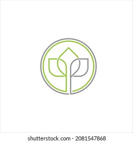 Three Leaves Logo Vector Template Line