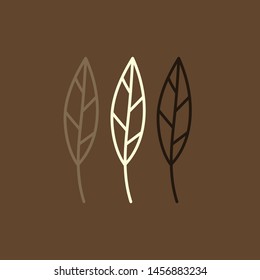 Three leaves on a brown background, simple vector logo design