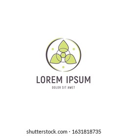 three leaves with thin circle abstract vector logo template