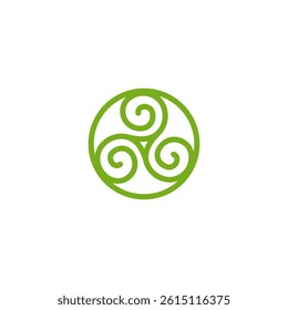 three leaves trinity circle icon logo, leaf triangle for nature industri, triangular, elegant