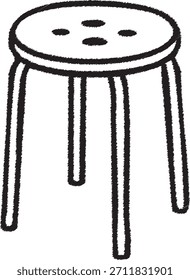 Three leg round stool with circular seat featuring four vent holes.