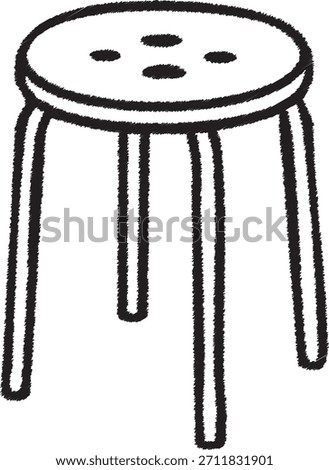 Three leg round stool with circular seat featuring four vent holes.