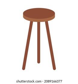 Three legged bar stool icon, wooden stool, stock illustration