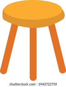 three legged stool icon on white background. flat style. wobbly three legged stool. wooden chair sign.