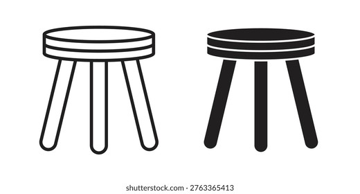 Three legged stool icon set. black Illustration for graphic and web design.