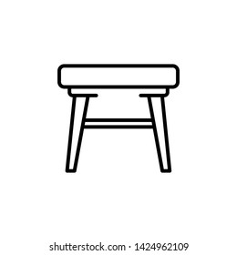 Three Legged Stool Outline Icon. Clipart Image Isolated On White Background