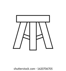 Three Legged Stool Outline Icon. Clipart Image Isolated On White Background