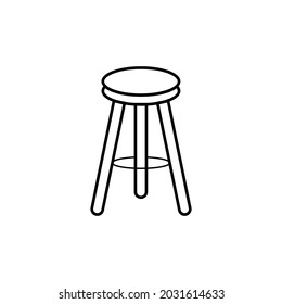 Three Legged Stool Outline Icon. Clipart Image Isolated On White Background.