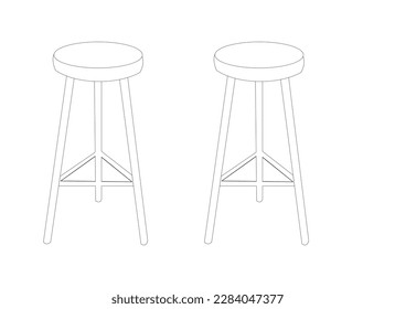 Icono de contorno de taburete de tres patas. Imagen de cliente aislada en fondo blanco. Icono de esbozo vectorial de taburete aislado en el fondo. Icono de Barstool dibujado a mano. tending vector contorno eps 10 descarga gratuita.